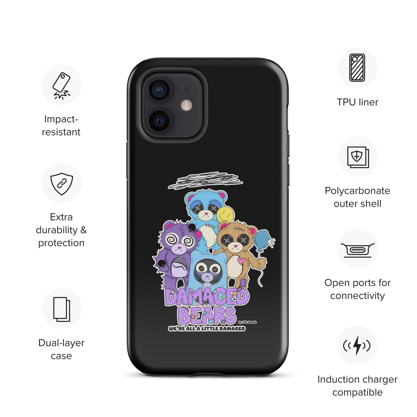 Black Damaged Bears Tough Case for iPhone®