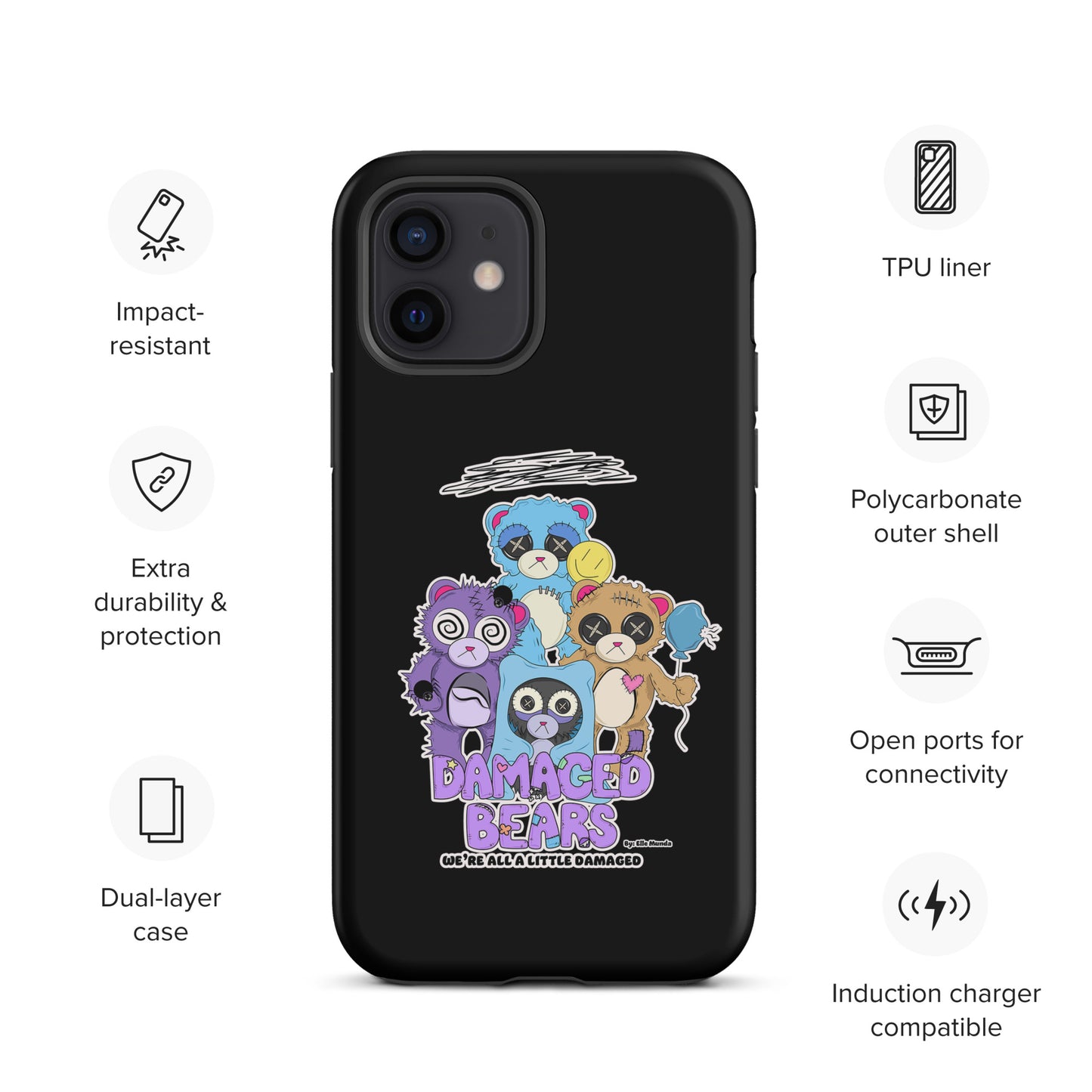 Black Damaged Bears Tough Case for iPhone®