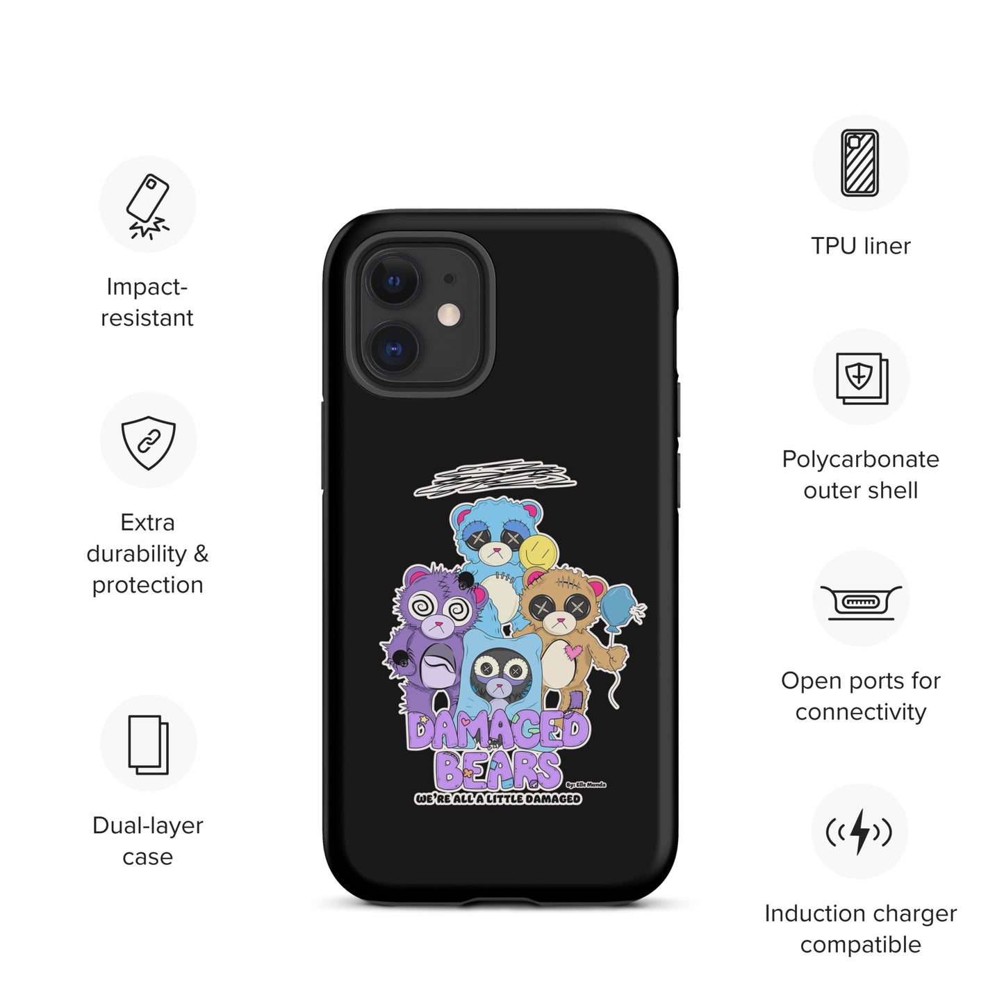 Black Damaged Bears Tough Case for iPhone®