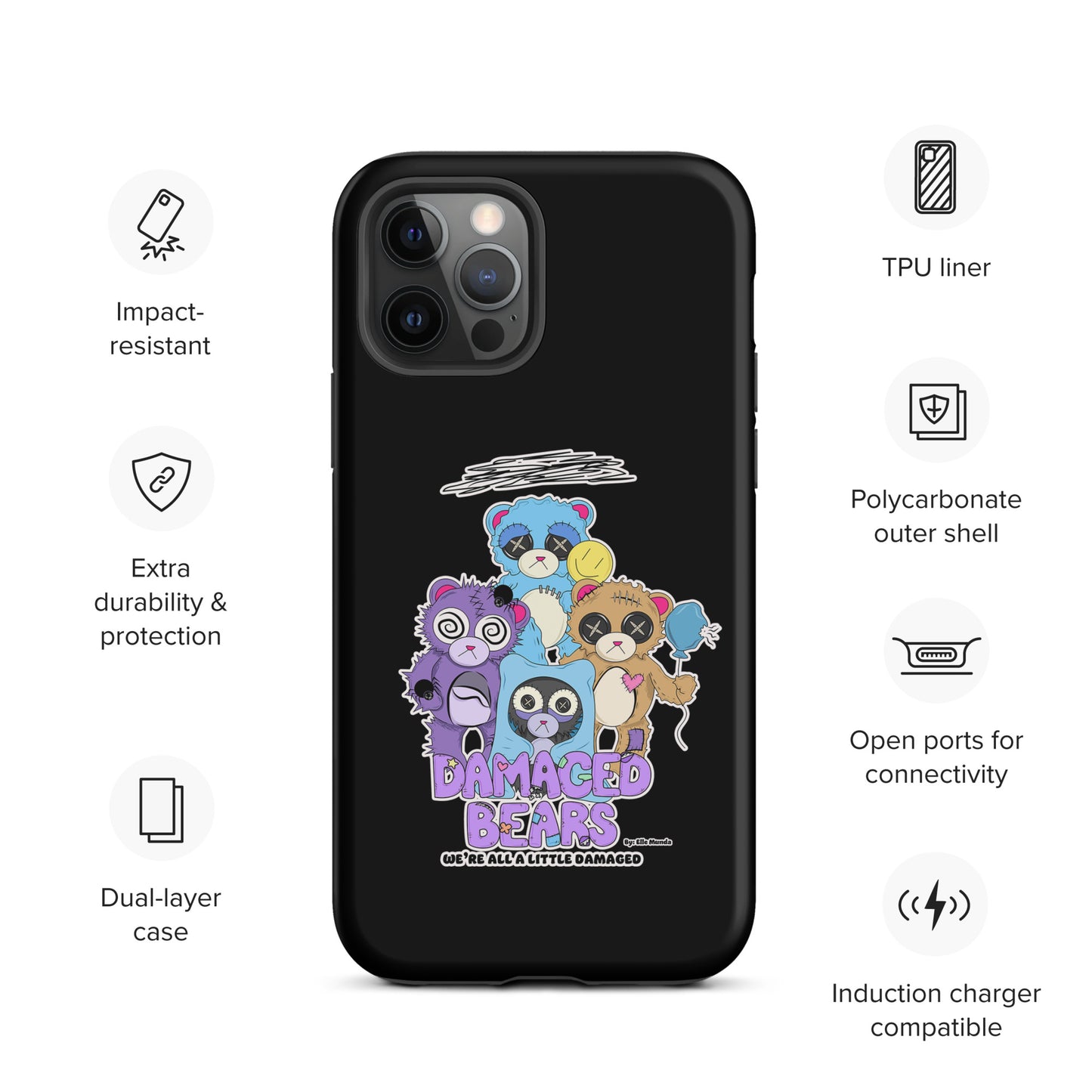 Black Damaged Bears Tough Case for iPhone®