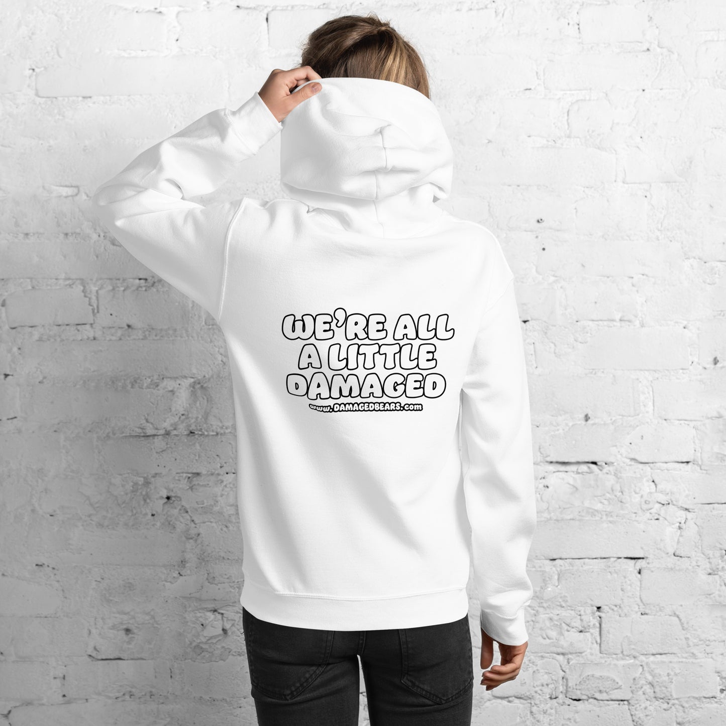 Insomnia Bear "We're All A Little Damaged" Unisex Hoodie