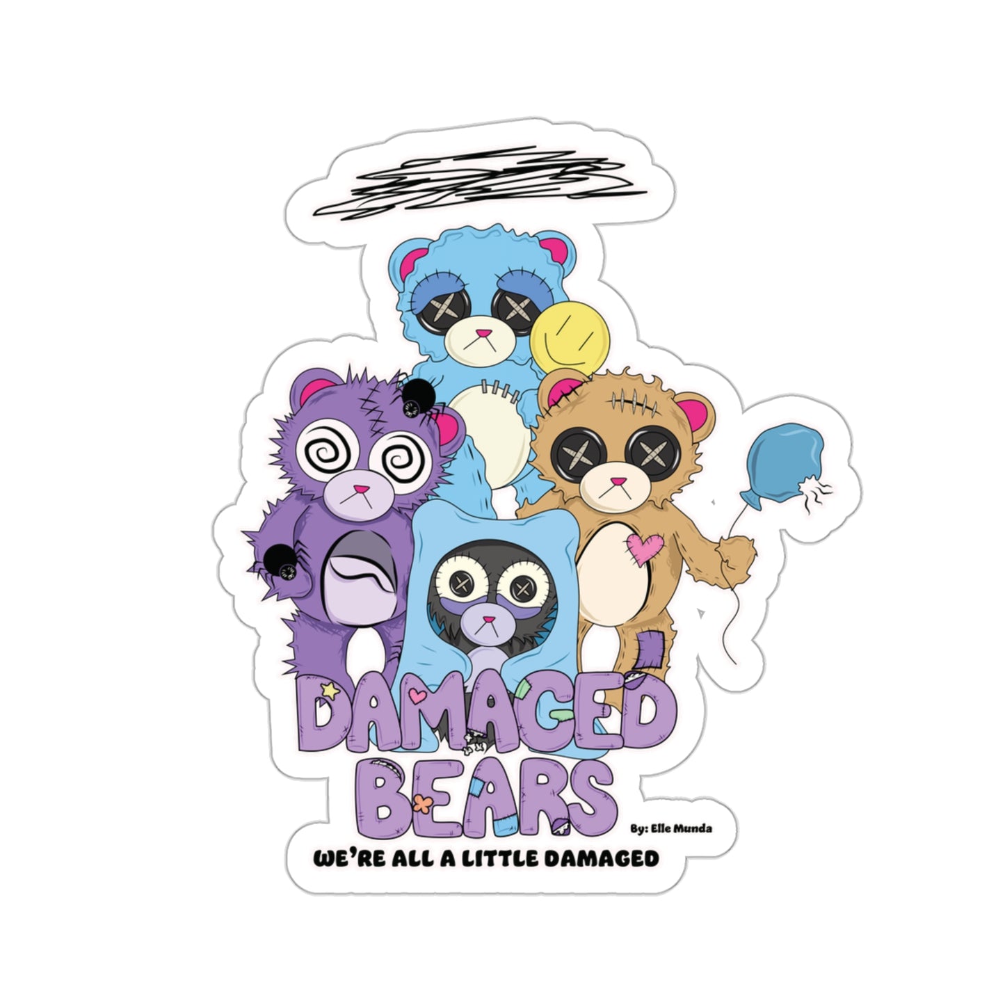 Damaged Bears Kiss-Cut Stickers