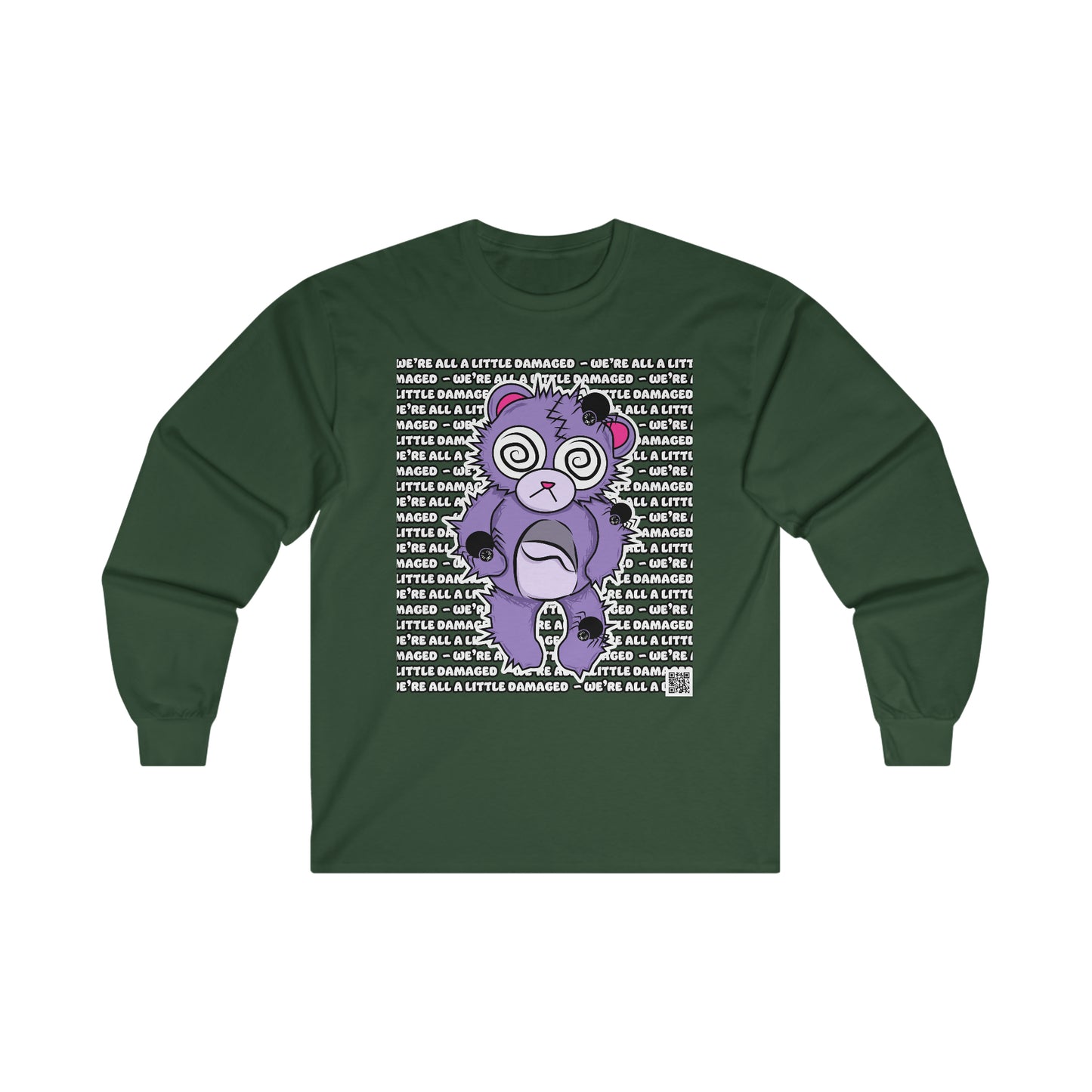 Anxiety Bear "We're all a little Damaged" Ultra Cotton Long Sleeve Tee