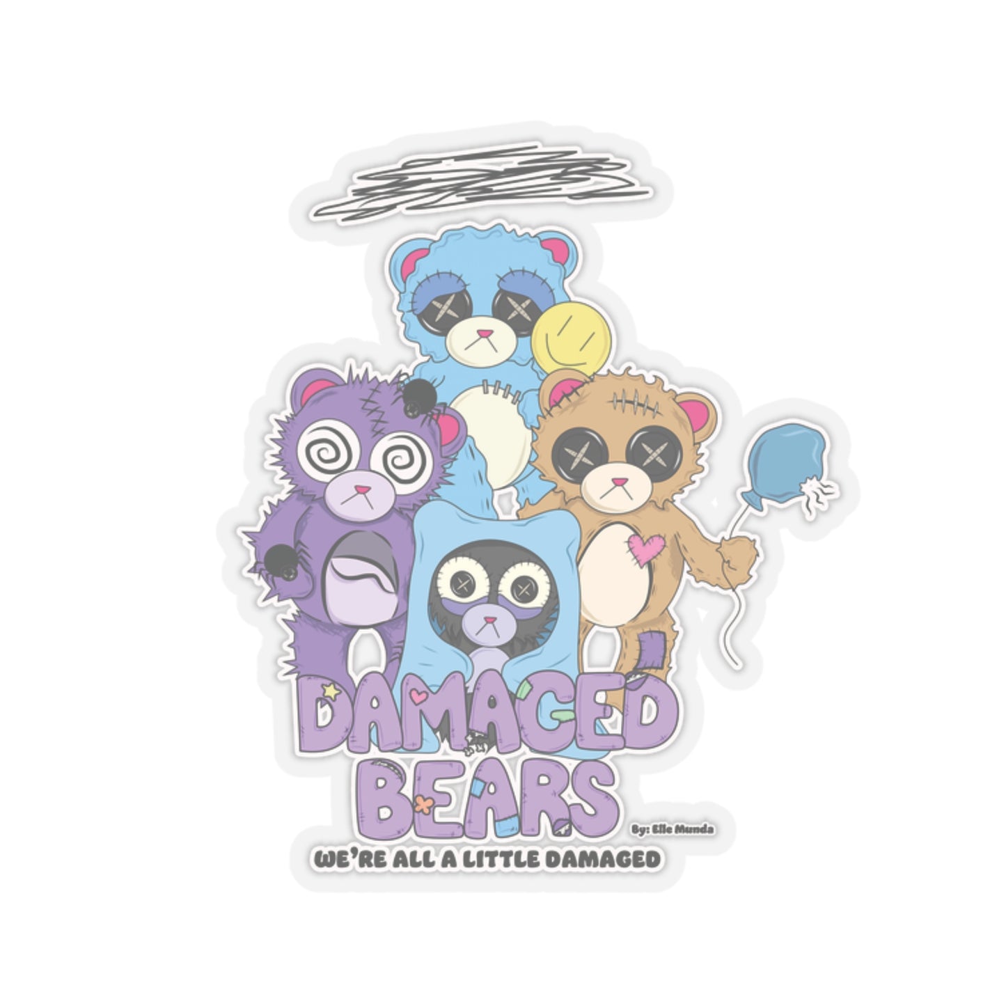 Damaged Bears Kiss-Cut Stickers