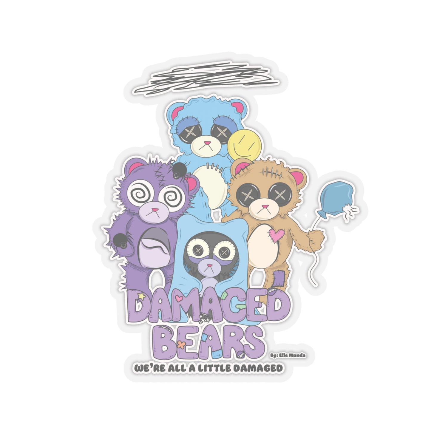 Damaged Bears Kiss-Cut Stickers