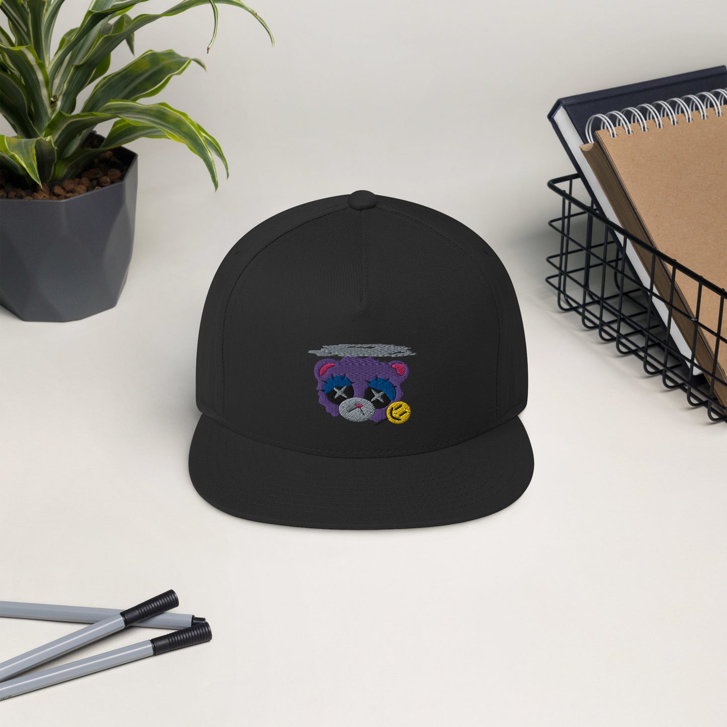 Depression Bear Flat Bill Cap