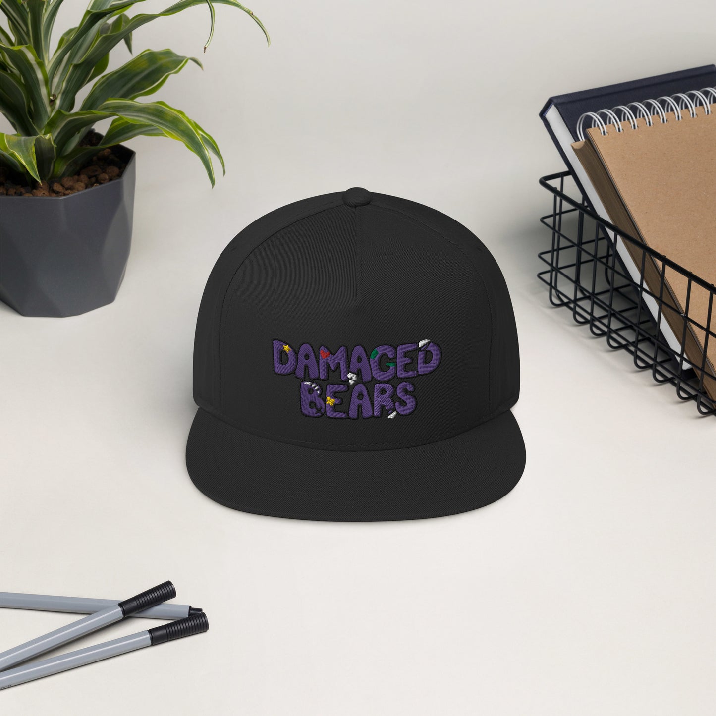 Damaged Bears Logo Flat Bill Cap