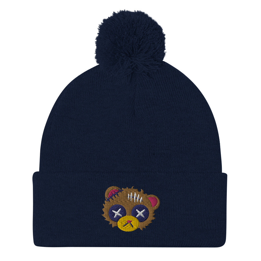 Damaged Bear Pom-Pom Beanie