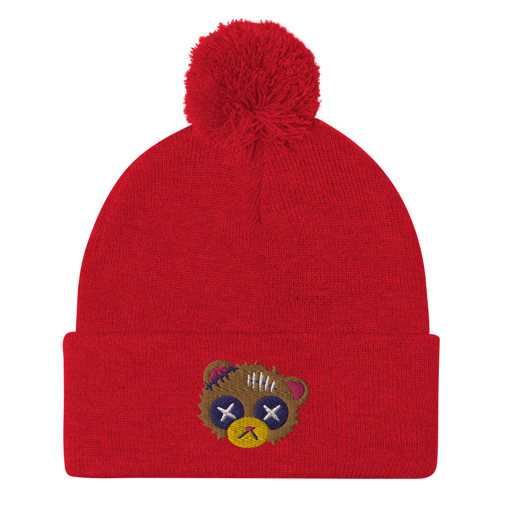 Damaged Bear Pom-Pom Beanie