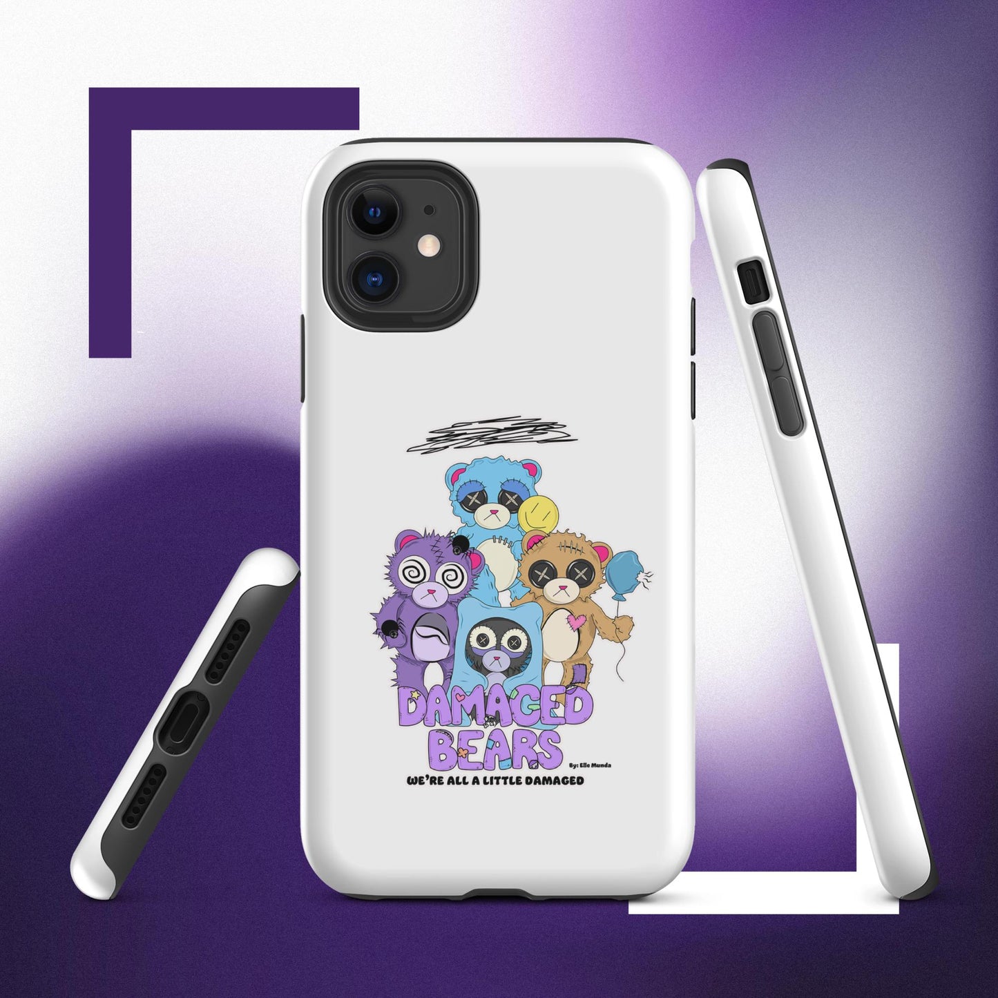 White Damaged Bears Tough Case for iPhone®