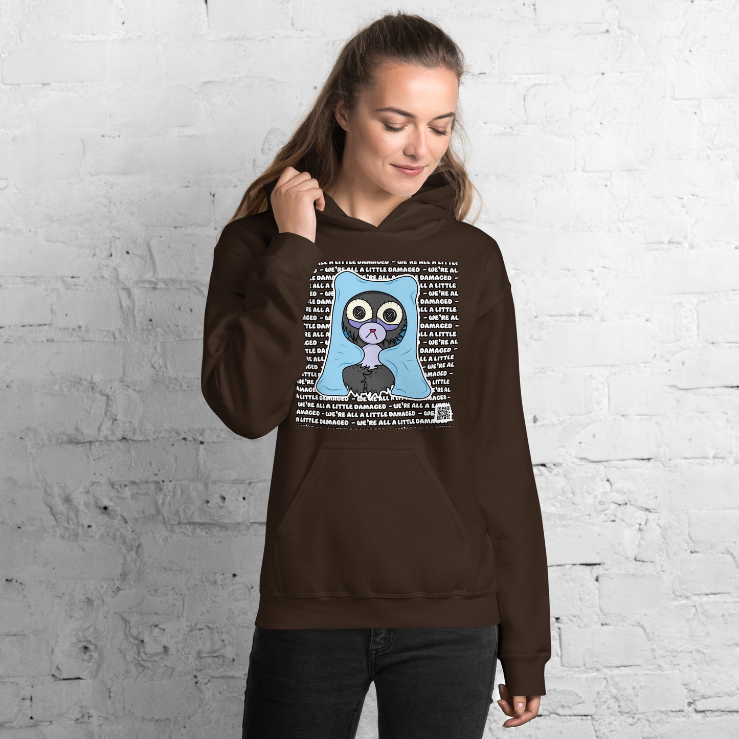 Insomnia Bear "We're All A Little Damaged" Unisex Hoodie