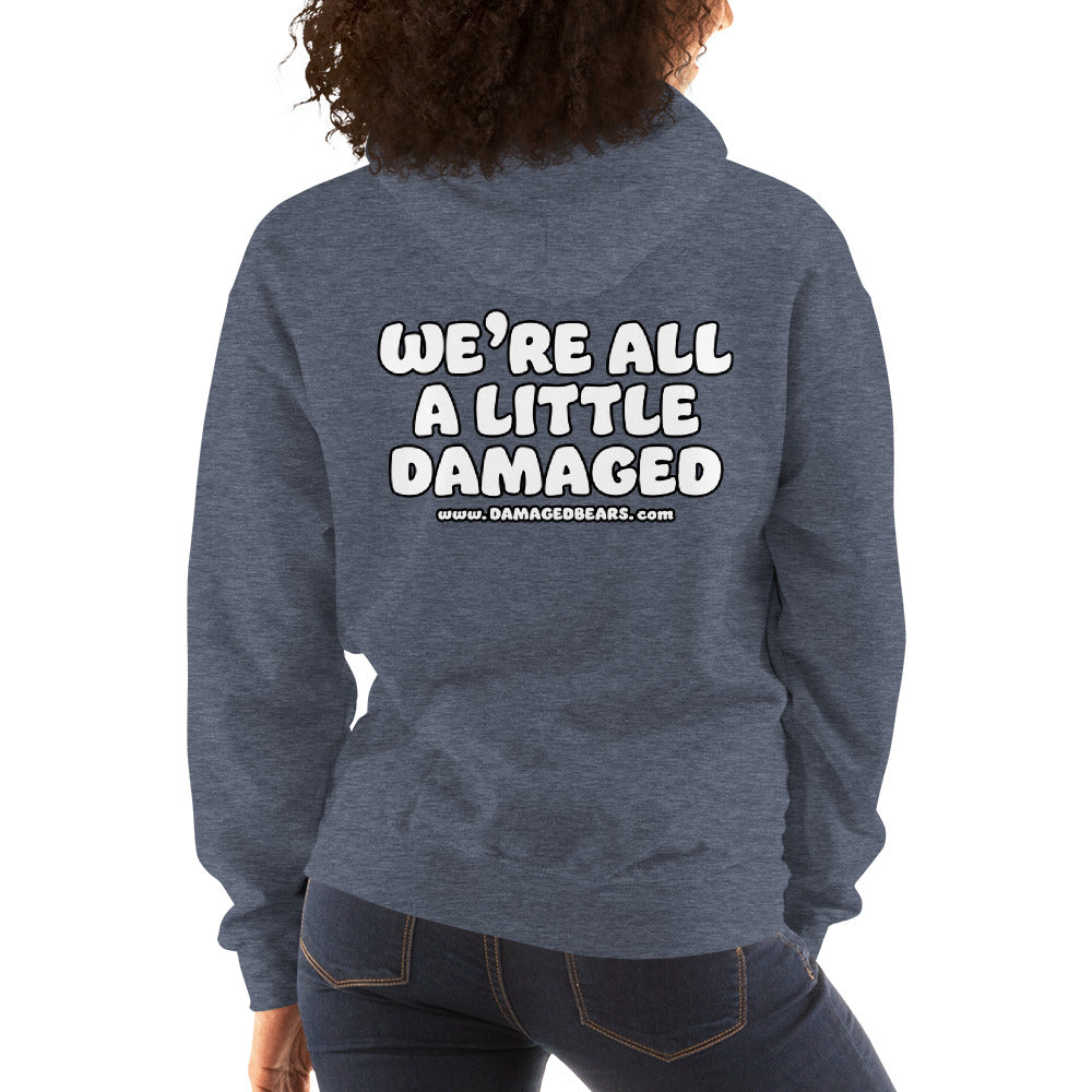 Anxiety Bear "We're All A Little Damaged" Unisex Hoodie