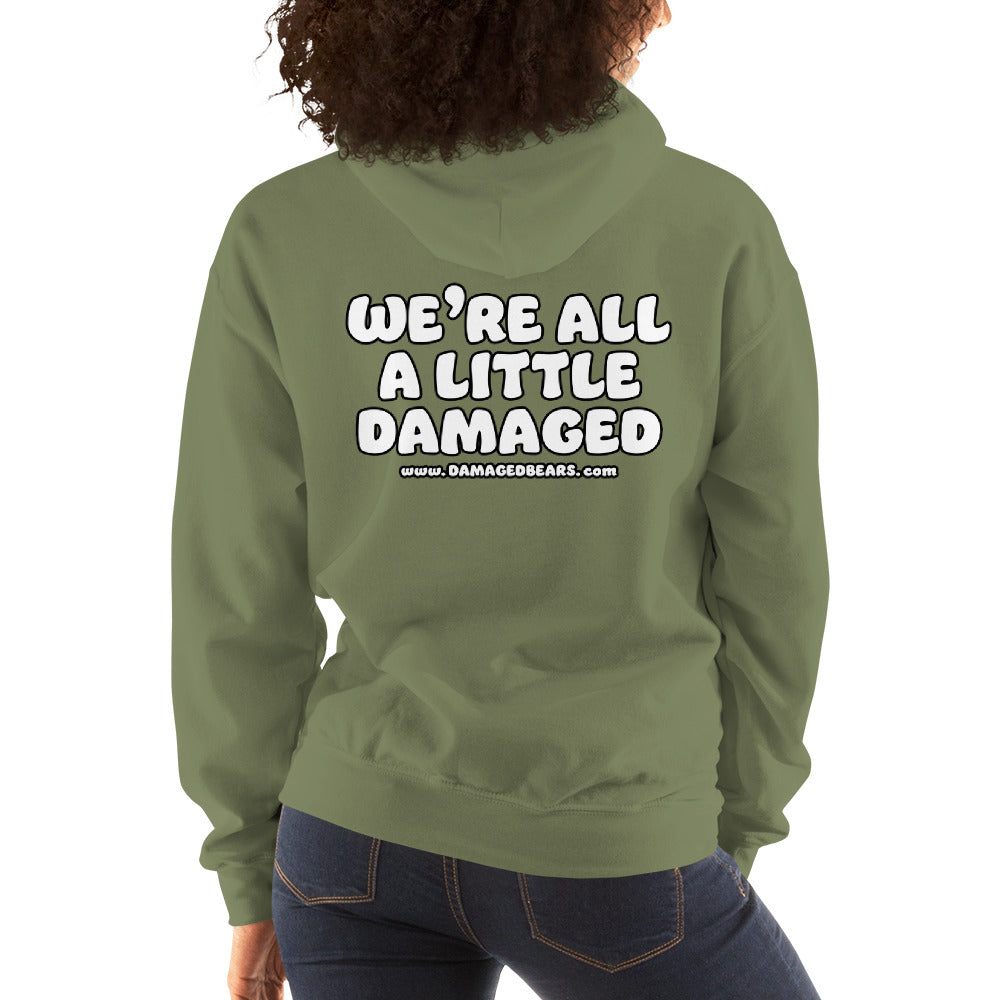 Anxiety Bear "We're All A Little Damaged" Unisex Hoodie