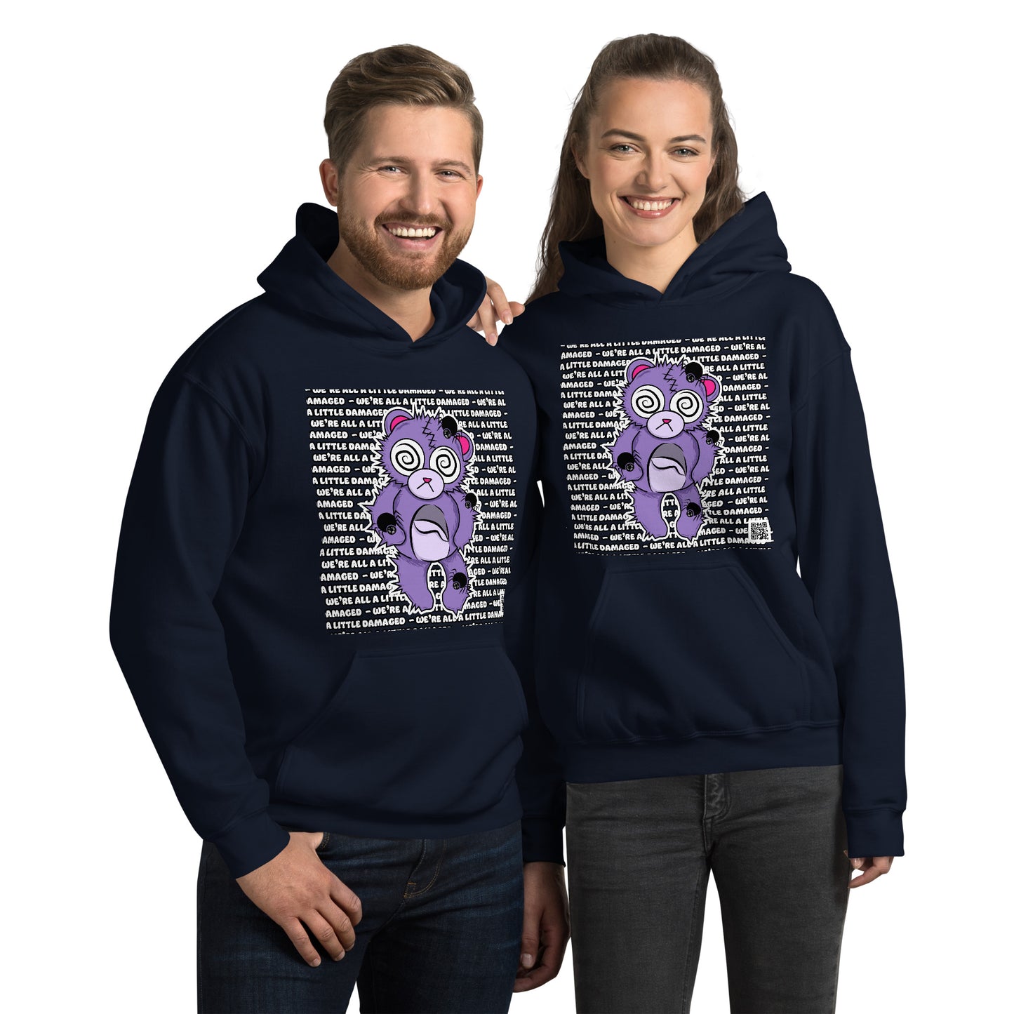 Anxiety Bear "We're All A Little Damaged" Unisex Hoodie