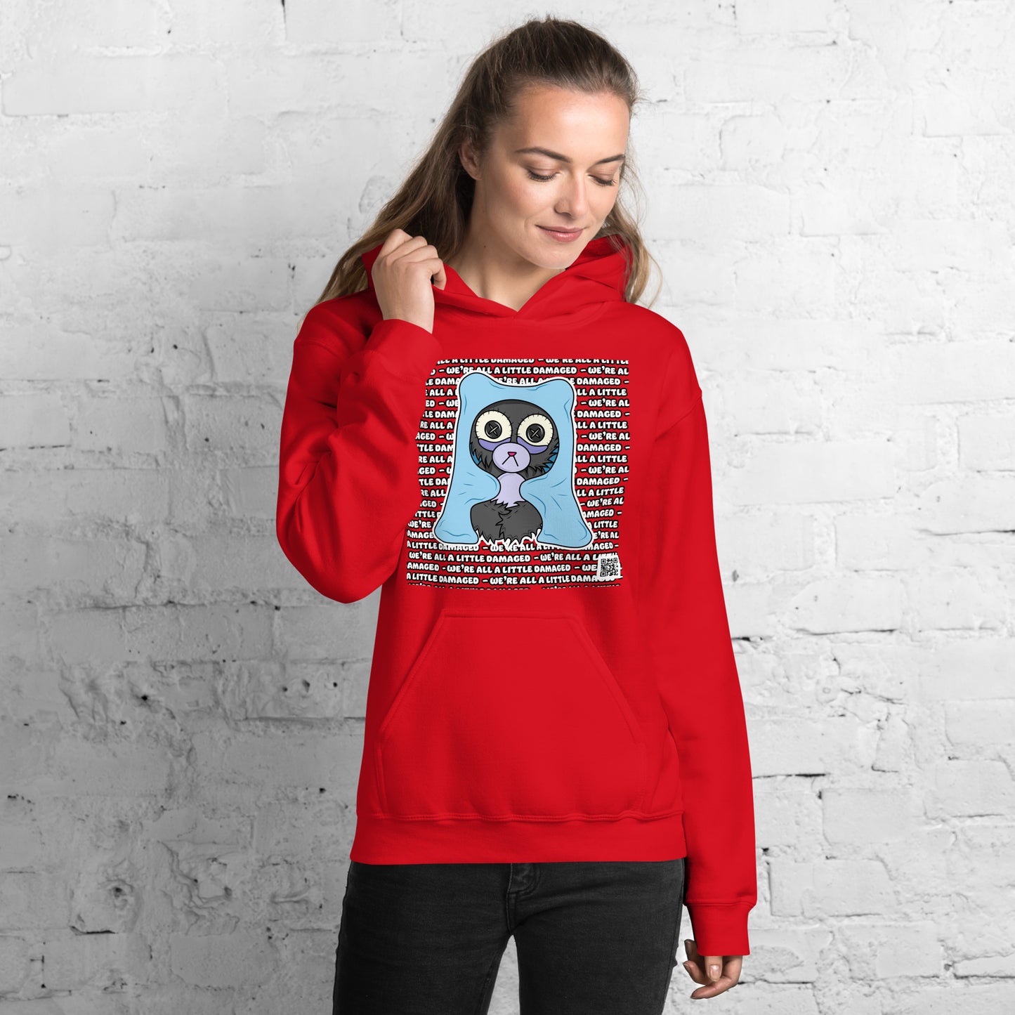 Insomnia Bear "We're All A Little Damaged" Unisex Hoodie