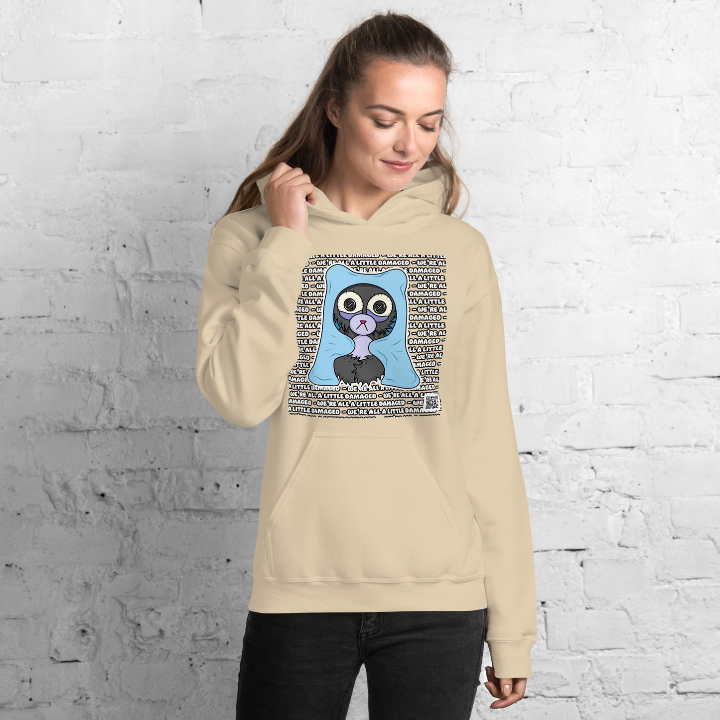 Insomnia Bear "We're All A Little Damaged" Unisex Hoodie