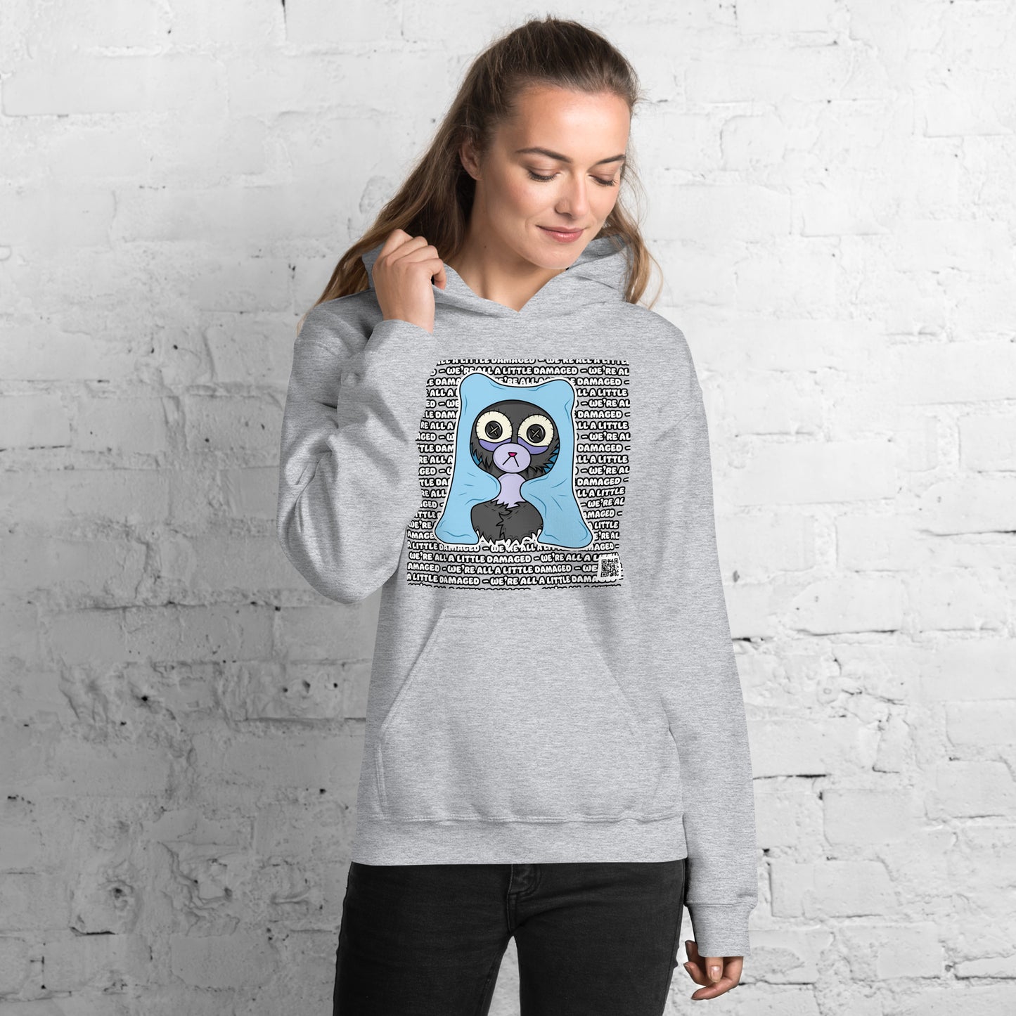 Insomnia Bear "We're All A Little Damaged" Unisex Hoodie