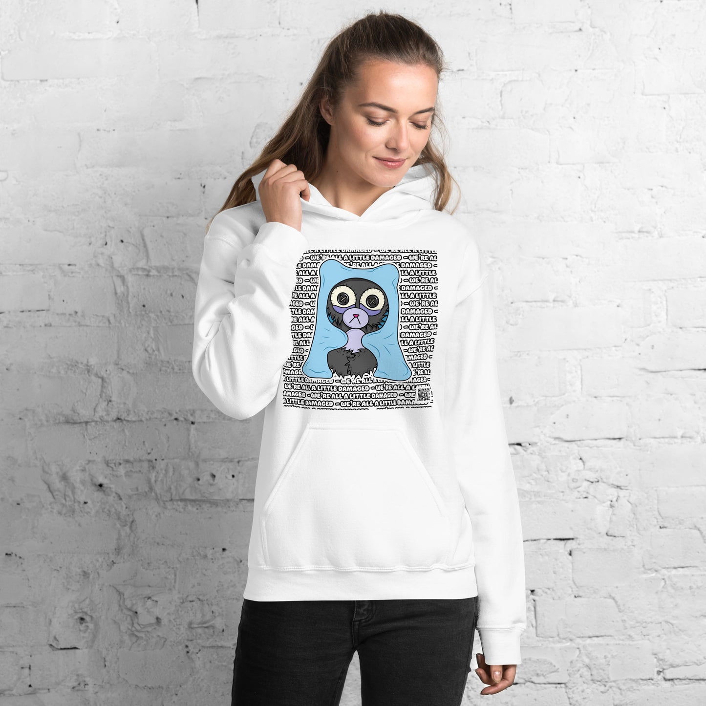 Insomnia Bear "We're All A Little Damaged" Unisex Hoodie